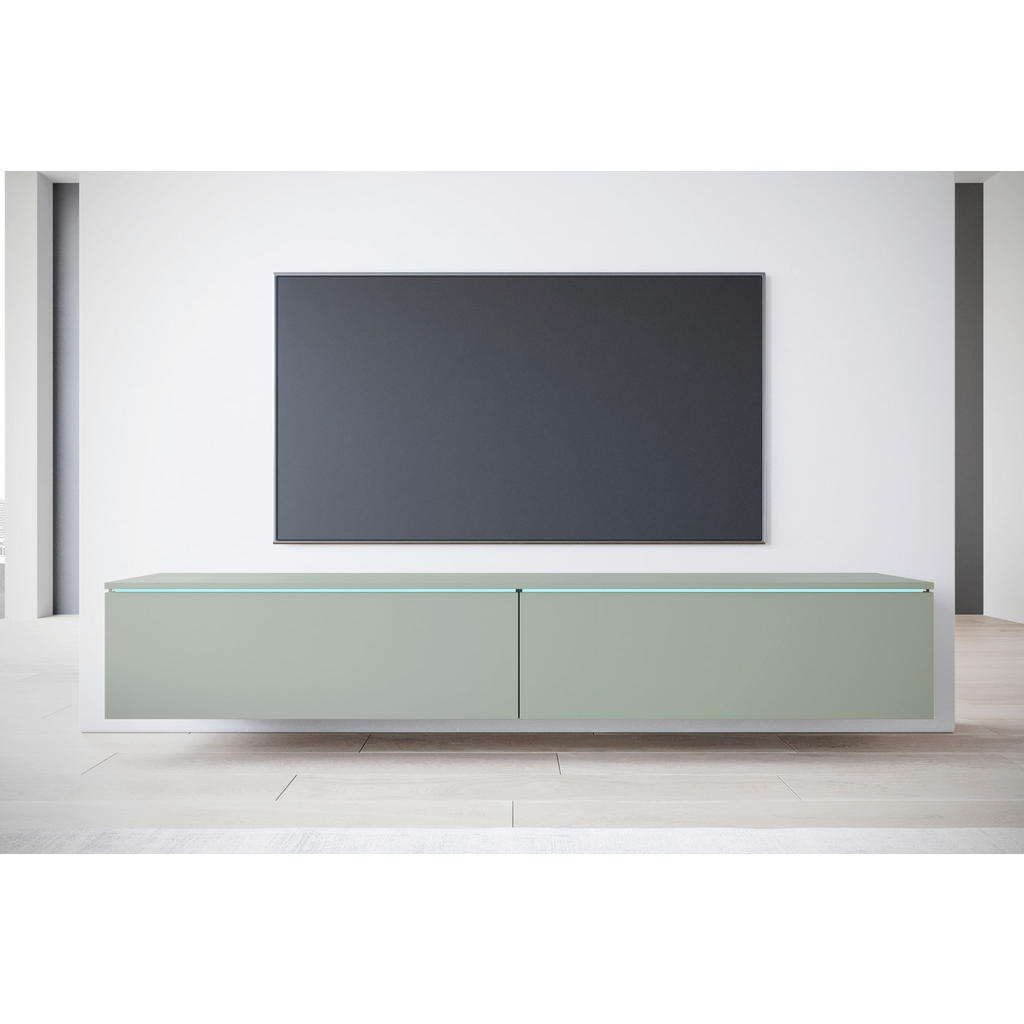 Thumbnail - P & B Lowboard D180, Grün, Holzwerkstoff, 180x30x33 cm, Fsc, stehend, hängend, Beleuchtung, Wohnzimmer, Wohnwände, Lowbo...