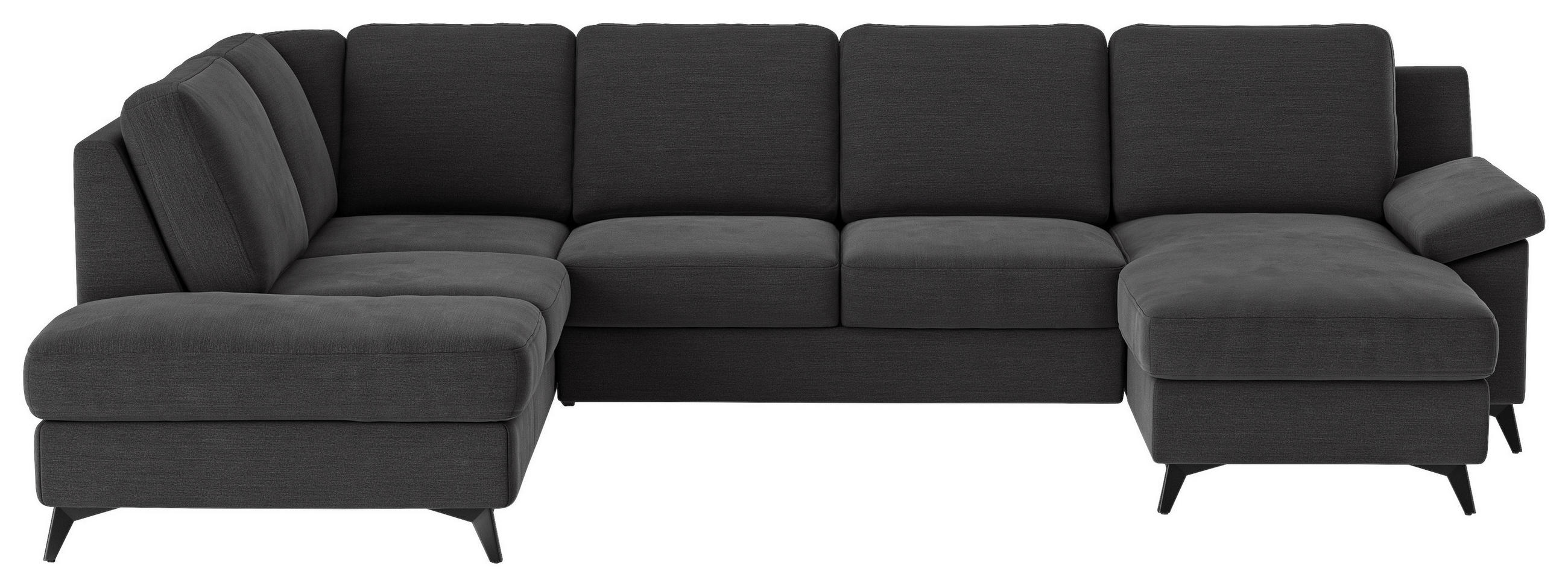 WOHNLANDSCHAFT Dunkelgrau Flachgewebe  - Dunkelgrau/Schwarz, KONVENTIONELL, Textil/Metall (204/309/156cm) - Cotta