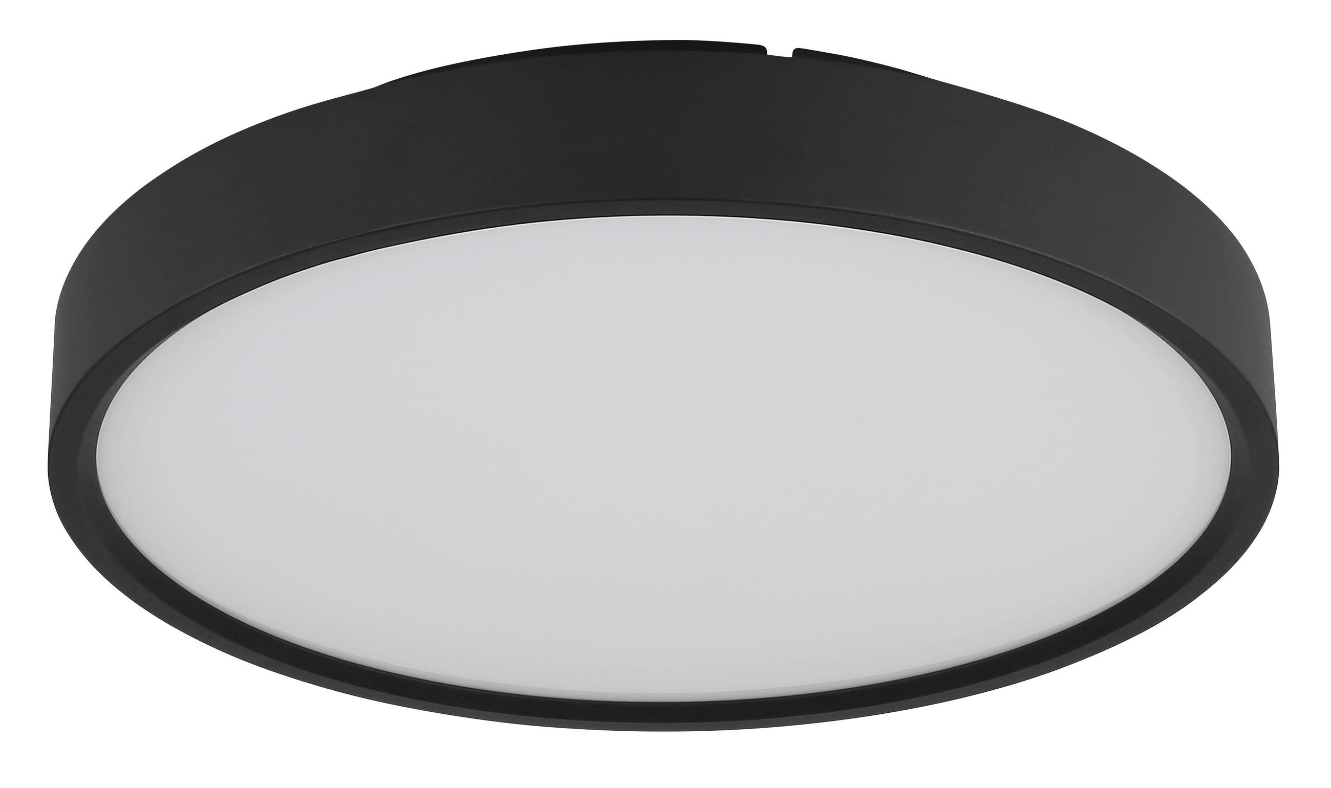 LED-DECKENLEUCHTE Jess 39/7,7 cm  - Opal/Schwarz, Design, Kunststoff/Metall (39/7,7cm) - Globo