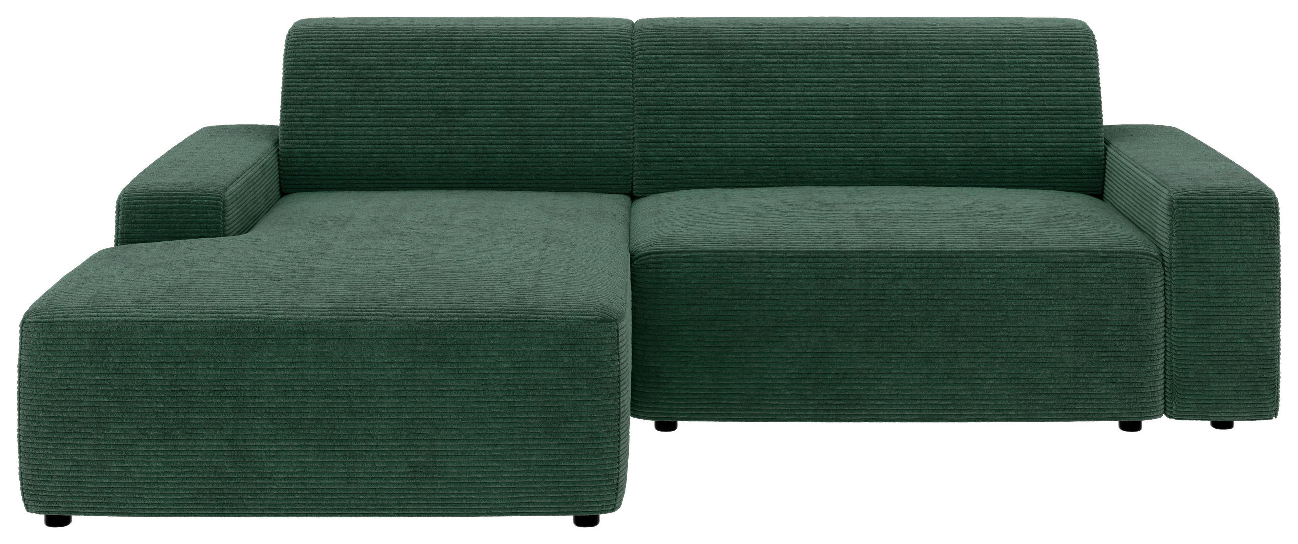 ECKSOFA in Cord Dunkelgrün - Dunkelgrün/Schwarz, Modern, Kunststoff/Textil (162/246cm) - Trendmanufaktur