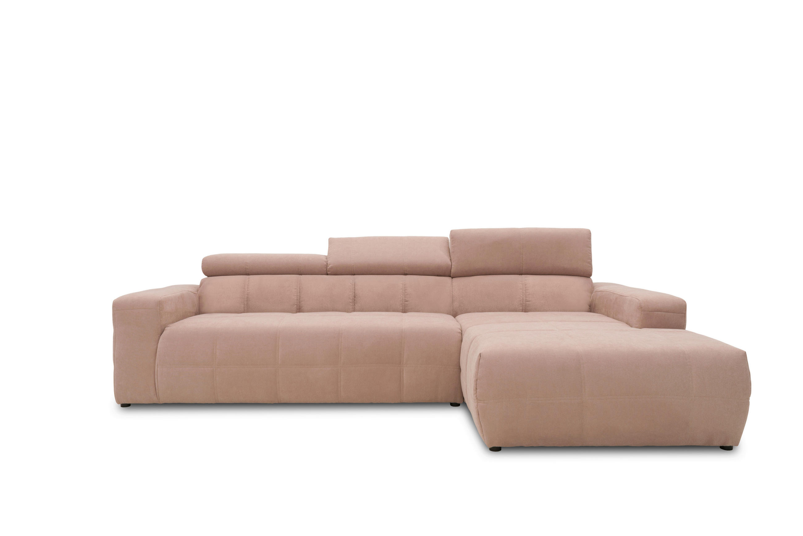 ECKSOFA Rosa Mikrofaser Kopfteilverstellung  - Schwarz/Rosa, Design, Kunststoff/Textil (285/175cm) - MID.YOU
