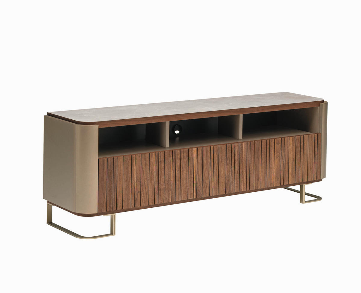 TV-SZEKRÉNY 212/63/43 cm  - Pezsgő/diószínű, Konventionell, kő/fa (212/63/43cm) - Novel