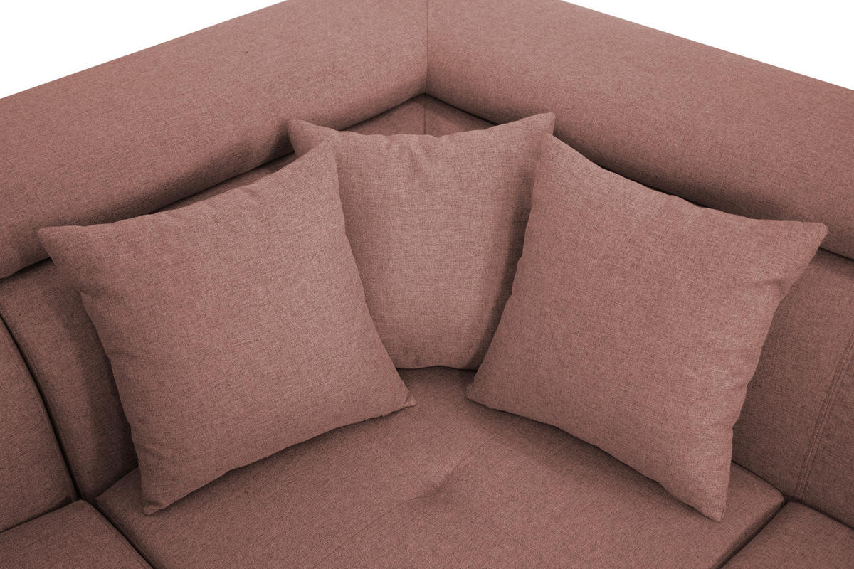 ECKSOFA in Webstoff Hellrot  - Hellrot/Silberfarben, Design, Textil/Metall (257/226cm) - Xora