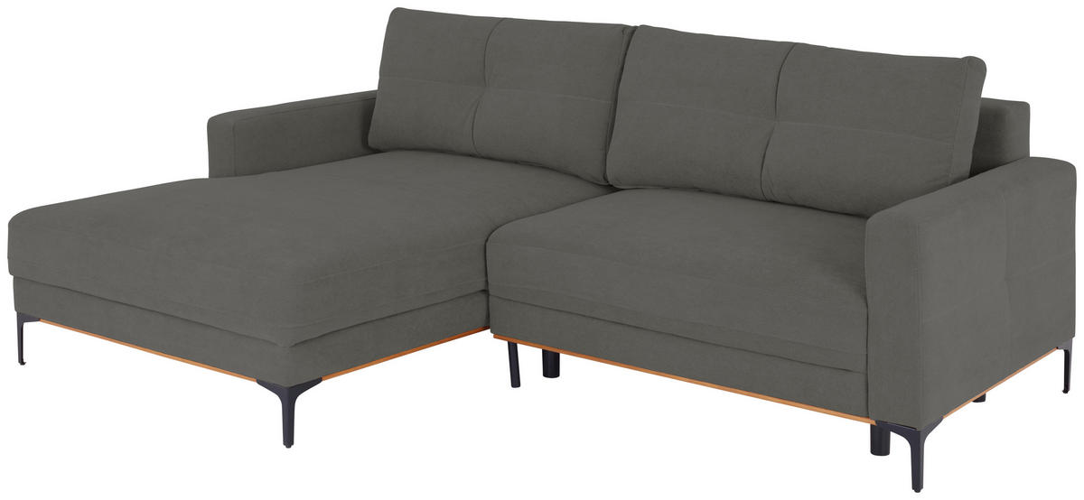 ECKSOFA Dunkelgrau  - Dunkelgrau/Schwarz, MODERN, Textil/Metall (162/238cm) - Ondega