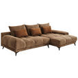 ECKSOFA in Flachgewebe Cognac  - Cognac/Schwarz, KONVENTIONELL, Textil/Metall (291/175cm) - Carryhome