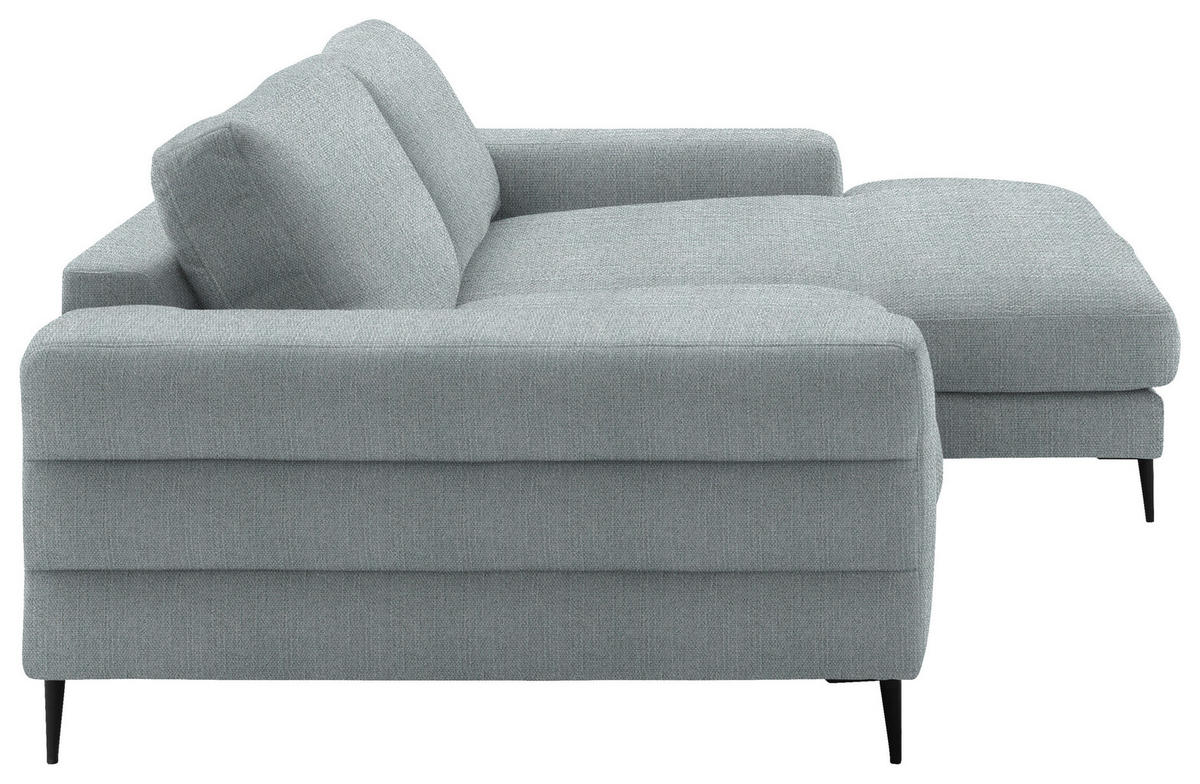 ECKSOFA in Flachgewebe Hellblau  - Schwarz/Hellblau, Design, Textil/Metall (253/177cm) - Dieter Knoll