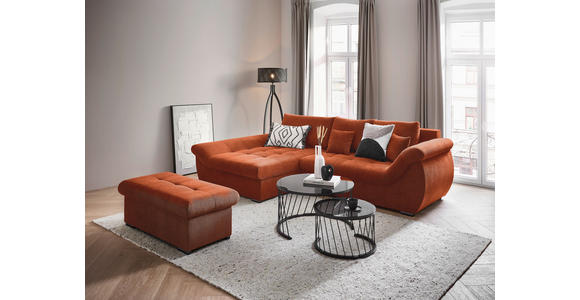 ECKSOFA Rostfarben Flachgewebe  - Rostfarben/Schwarz, Design, Kunststoff/Textil (175/278cm) - Xora