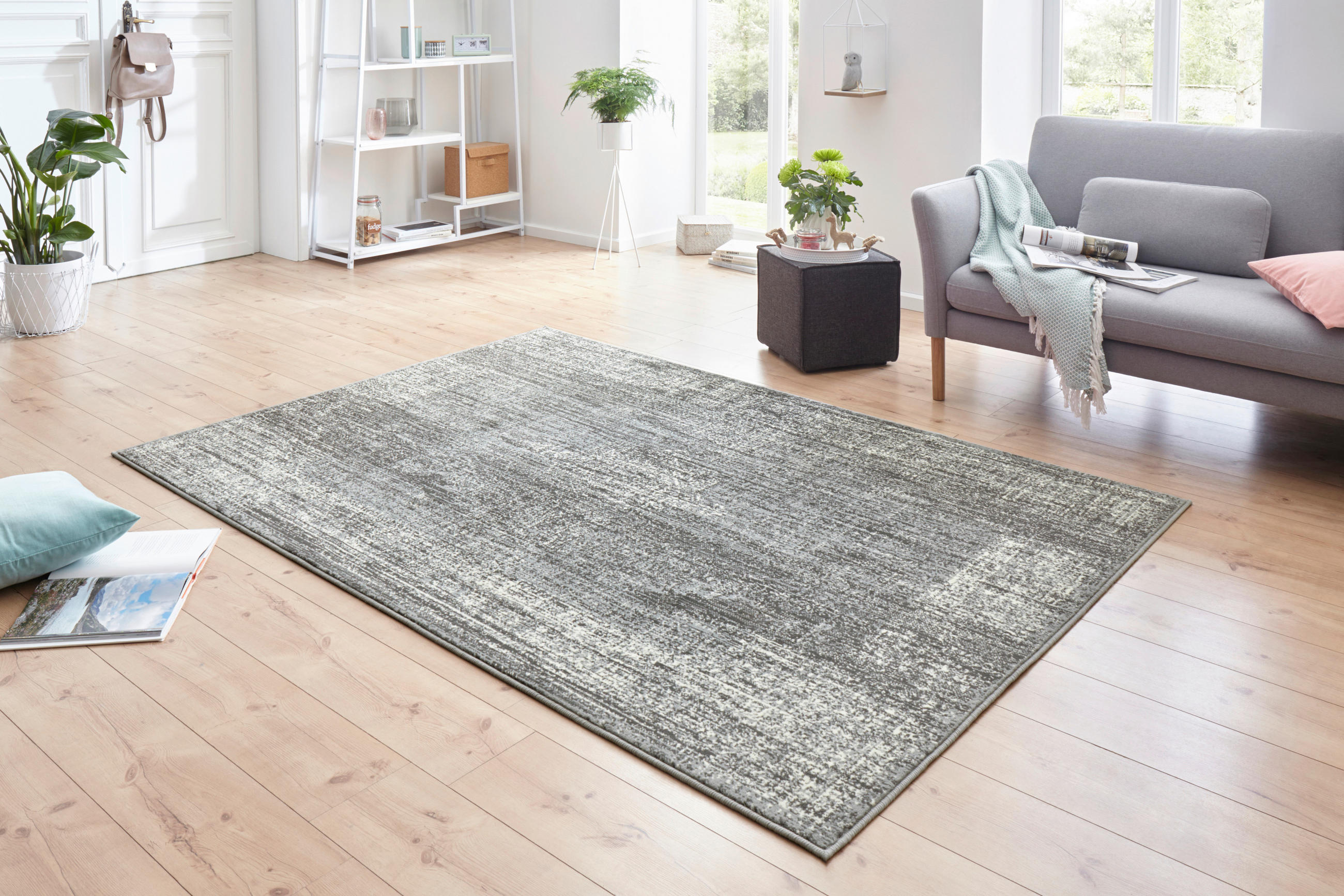 VINTAGE-TEPPICH 120/170 cm Celebration Creme, Grau  - Creme/Grau, Design, Kunststoff/Textil (120/170cm) - Linea Natura