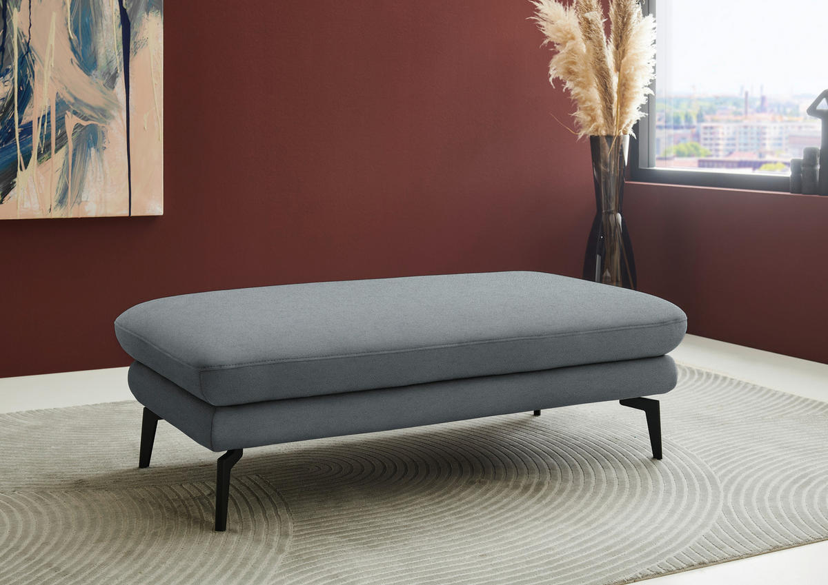 ECKSOFA Chenille, Flachgewebe Dunkelgrau  - Dunkelgrau/Schwarz, Design, Textil/Metall (284/180cm) - Dieter Knoll