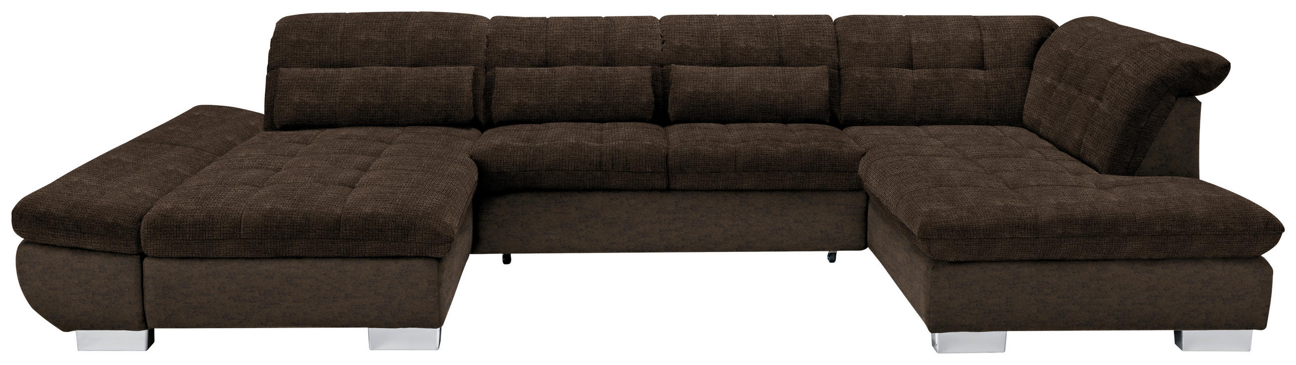 WOHNLANDSCHAFT in Mikrofaser Braun  - Chromfarben/Braun, Design, Kunststoff/Textil (204/350/211cm) - Xora