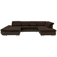 WOHNLANDSCHAFT in Mikrofaser Braun  - Chromfarben/Braun, Design, Kunststoff/Textil (204/350/211cm) - Xora