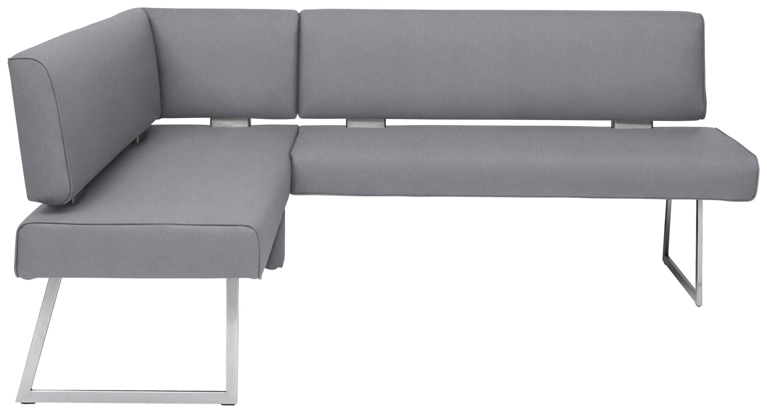 ECKBANK 160/185 cm  in Edelstahlfarben, Graublau  - Edelstahlfarben/Graublau, Design, Textil/Metall (160/185cm) - Dieter Knoll