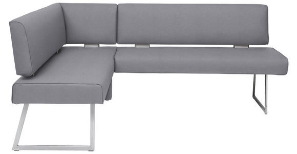 ECKBANK 137/196 cm  in Edelstahlfarben, Graublau  - Edelstahlfarben/Graublau, Design, Textil/Metall (137/196cm) - Dieter Knoll