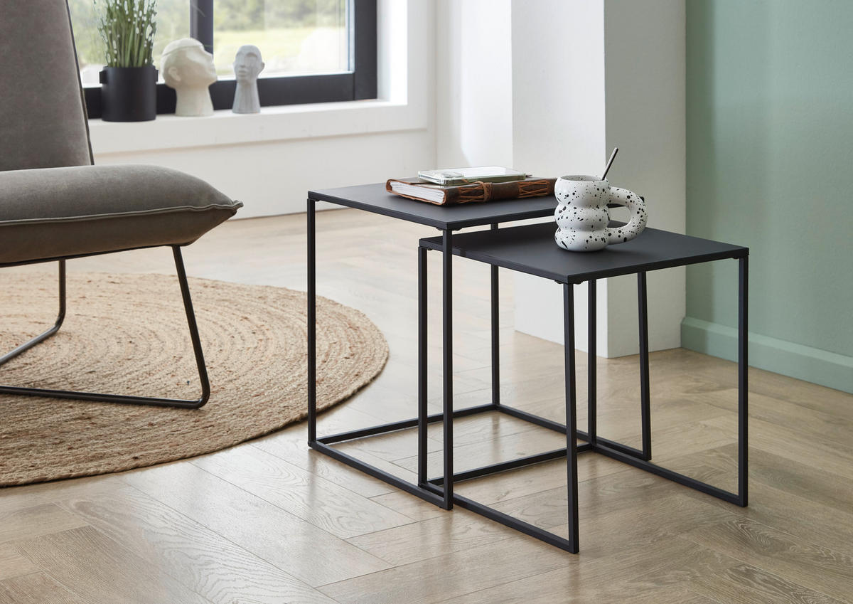 COUCHTISCH Schwarz  - Schwarz, Design, Metall (38/41/38cm) - MID.YOU