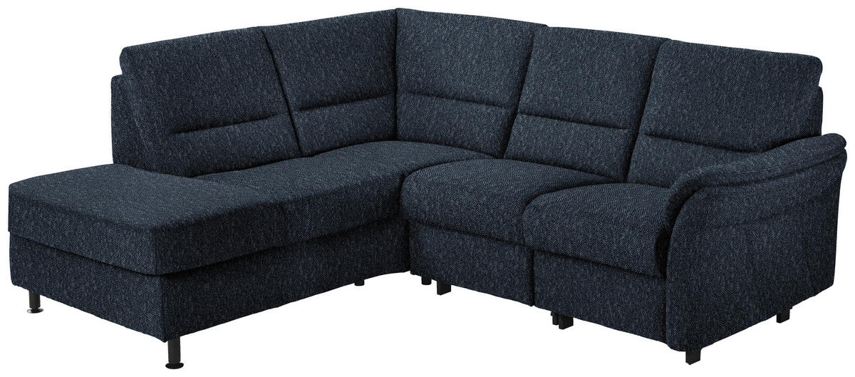 ECKSOFA in Flachgewebe Dunkelblau  - Schwarz/Dunkelblau, Modern, Textil/Metall (203/227cm) - Beldomo System
