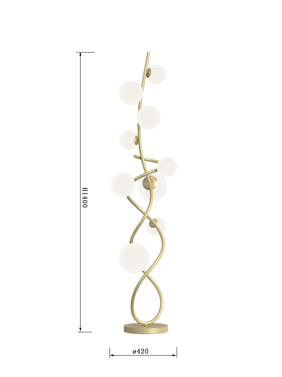 LED-STEHLEUCHTE 42/140 cm  - Goldfarben, Design, Glas/Kunststoff (42/140cm)