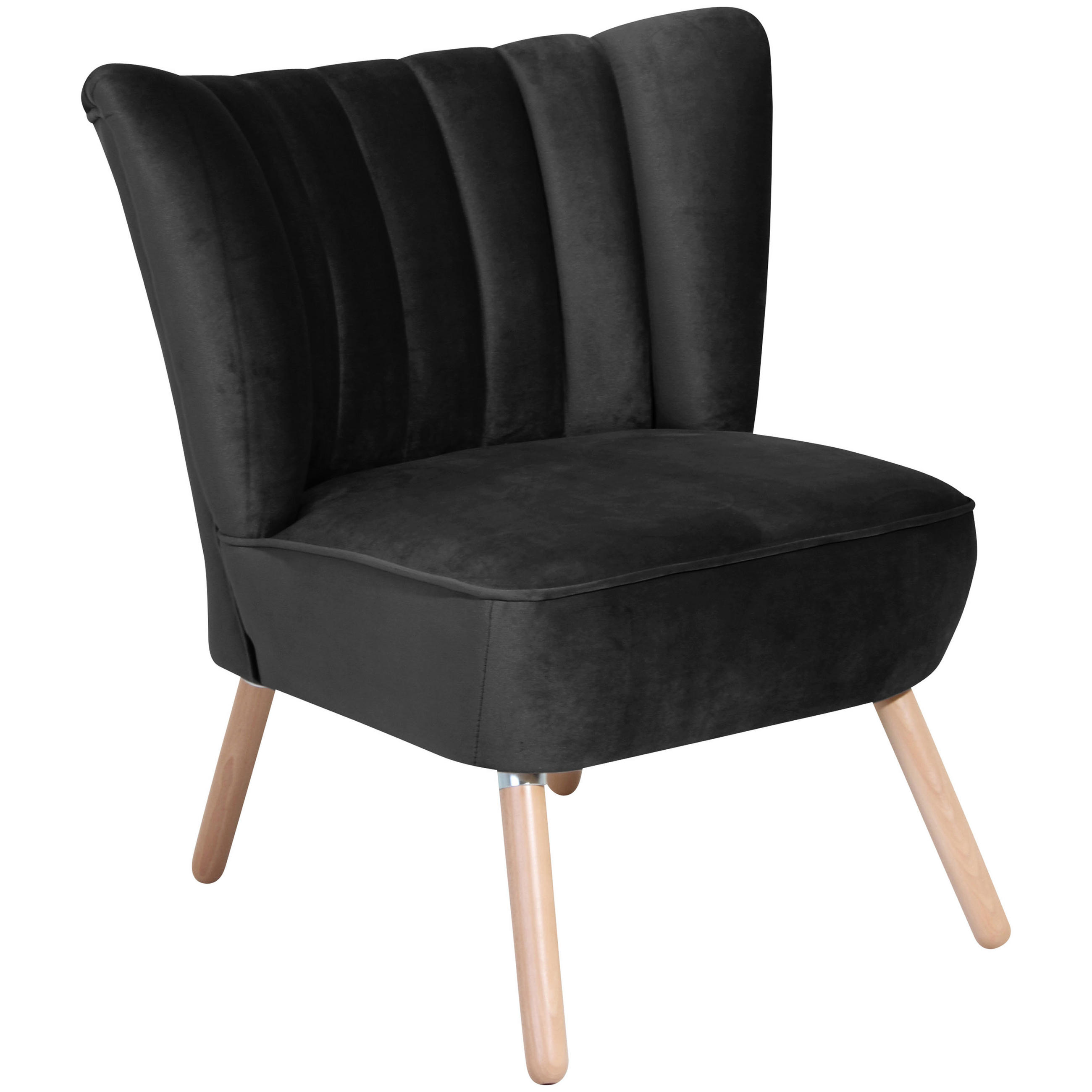 SESSEL in Samt, Velours Schwarz  - Buchefarben/Schwarz, Design, Holz/Textil (70/80/66cm) - Max Winzer