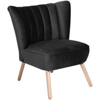 SESSEL in Samt, Velours Schwarz  - Buchefarben/Schwarz, Design, Holz/Textil (70/80/66cm) - Max Winzer