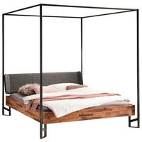 HIMMELBETT 140/200 cm  Anthrazit, Braun, Akaziefarben   - Anthrazit/Braun, Design, Holz/Textil (140/200cm) - Hasena
