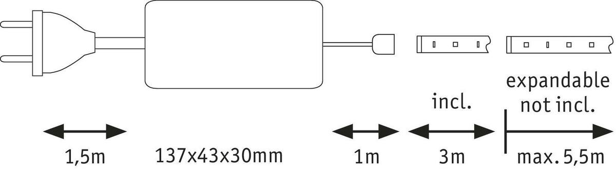 LED-STRIP 300-550,0 cm  70666  - Silberfarben, Basics, Kunststoff (300-550,0cm) - Paulmann