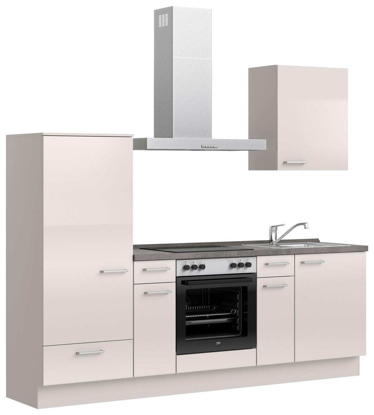 KÜCHENBLOCK Flash 180 cm  in Schieferfarben, Hellgrau  - Schieferfarben/Edelstahlfarben, MODERN, Holzwerkstoff/Metall (180cm) - Nobilia