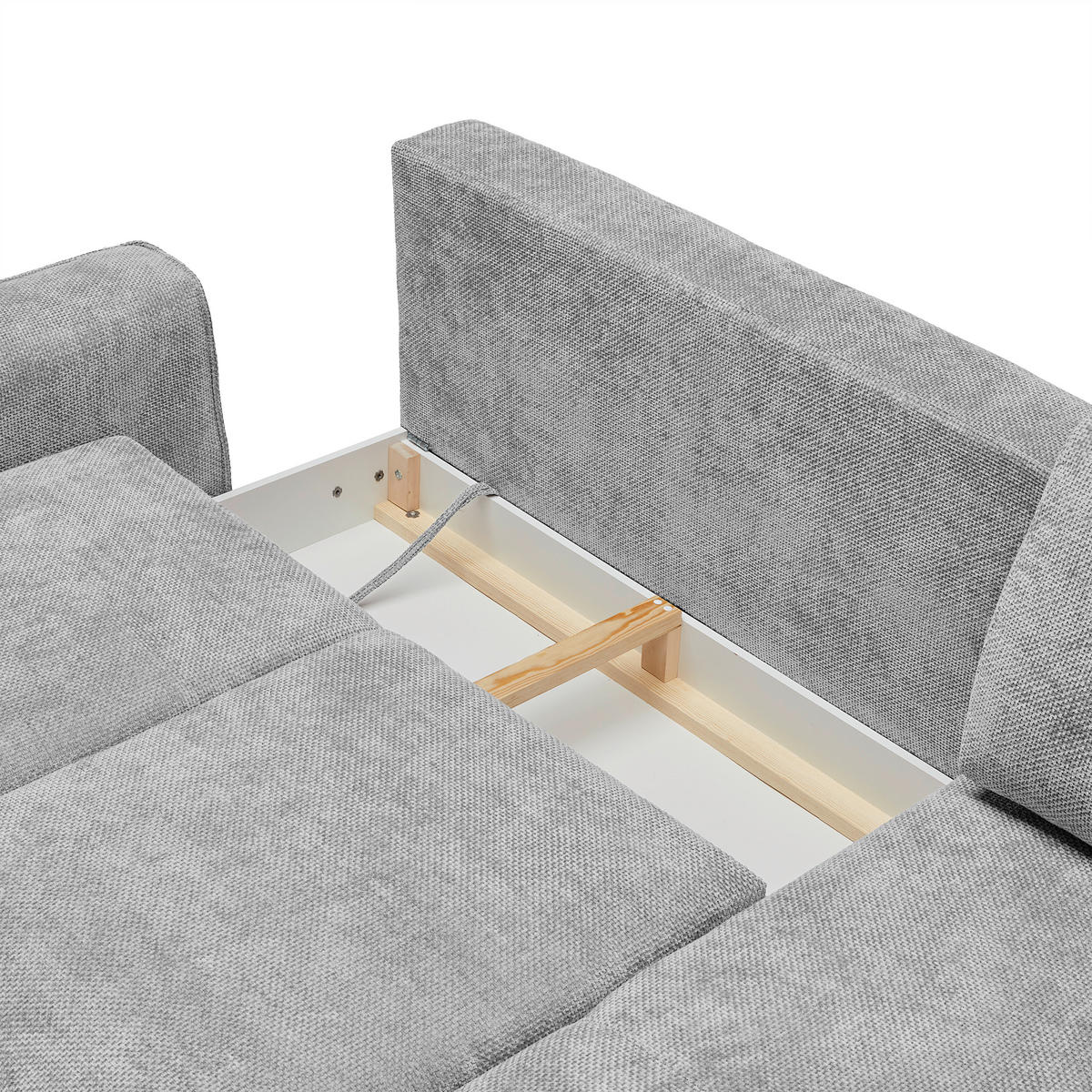 ECKSOFA in Webstoff Hellgrau  - Hellgrau/Schwarz, Modern, Textil/Metall (255/164cm) - MID.YOU