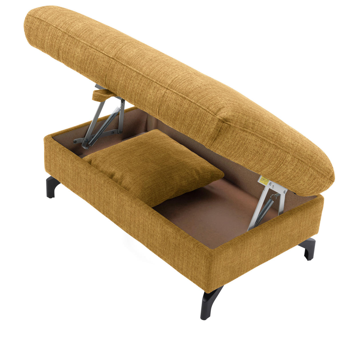 ECKSOFA in Flachgewebe, Leinenoptik Currygelb  208/247 cm  - Currygelb/Schwarz, Design, Textil/Metall (208/247cm) - Xora
