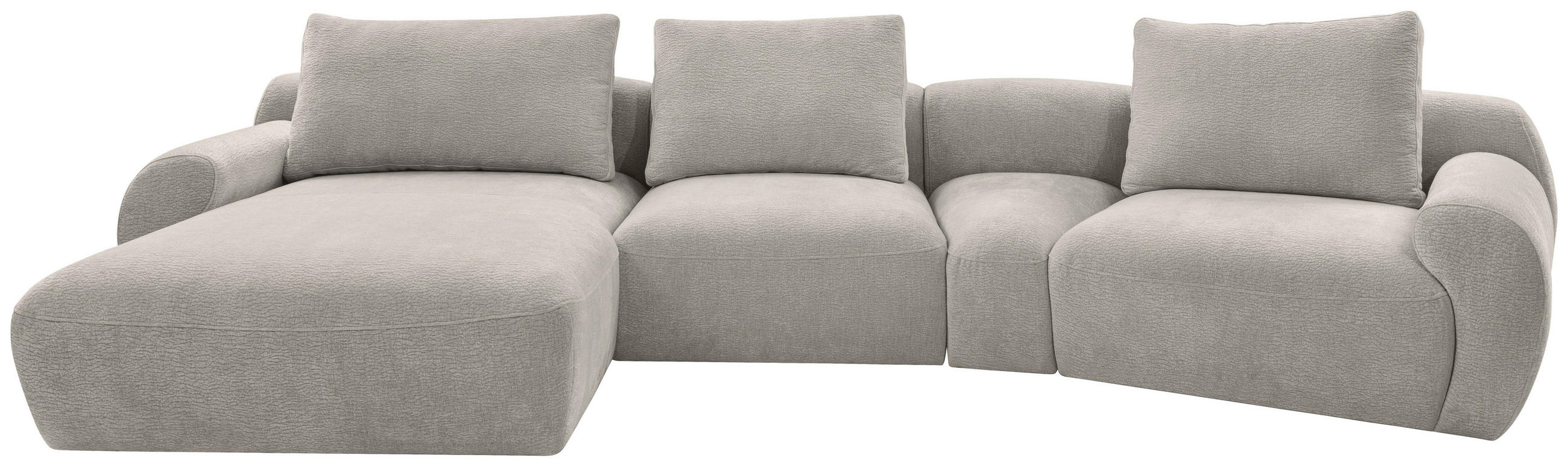 ECKSOFA Hellgrau Chenille  - Hellgrau/Schwarz, KONVENTIONELL, Kunststoff/Textil (176/362cm) - Carryhome