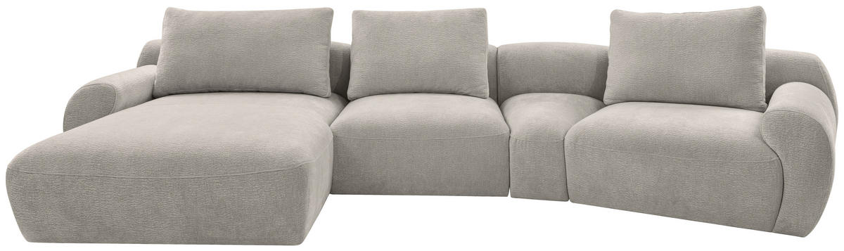 ECKSOFA Chenille Hellgrau  - Hellgrau/Schwarz, Konventionell, Kunststoff/Textil (176/362cm) - Carryhome