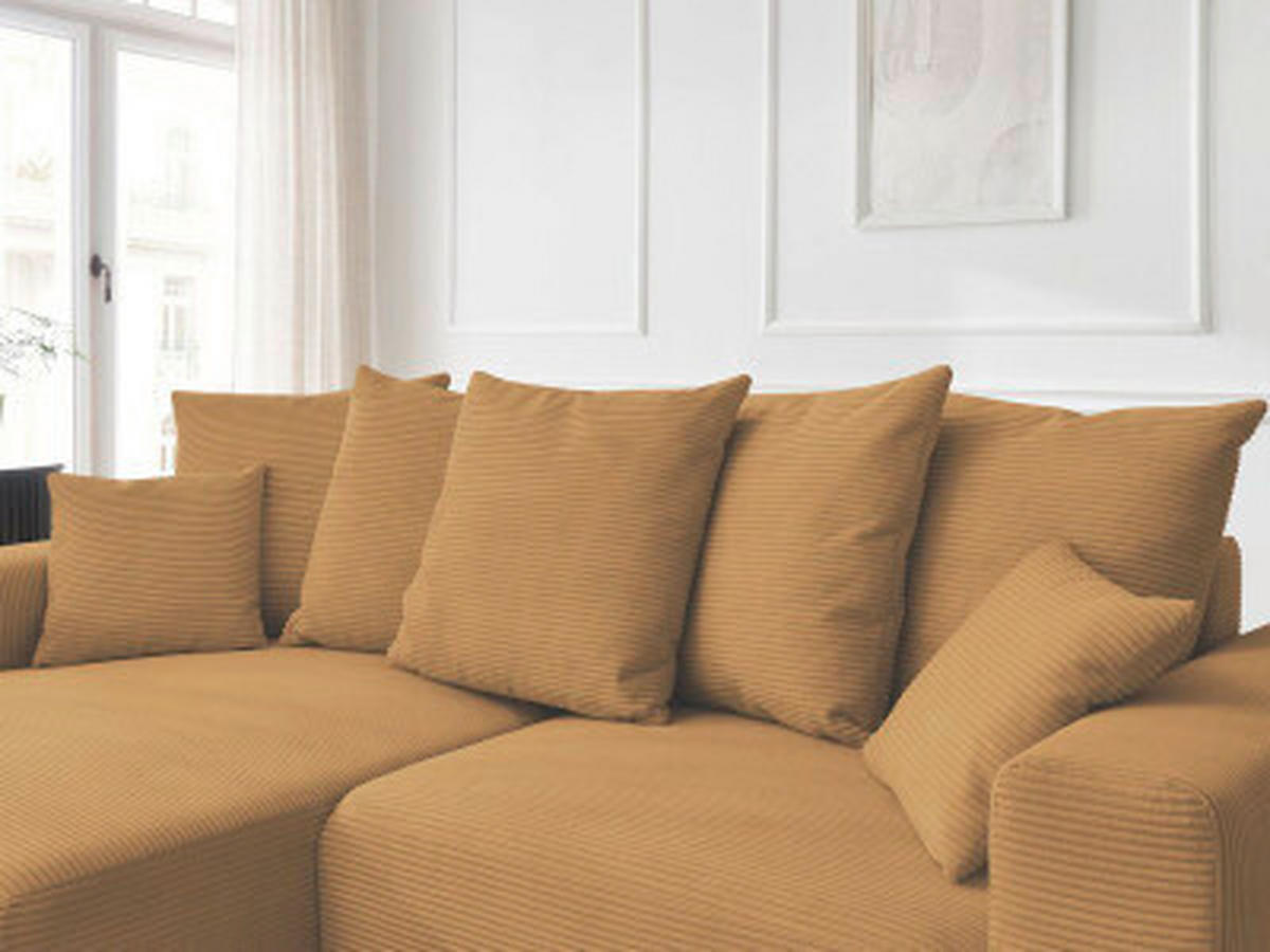 ECKSOFA Ottomane links  ATILLA Gelb Cord  - Gelb/Schwarz, MODERN, Kunststoff/Textil (149/244cm)