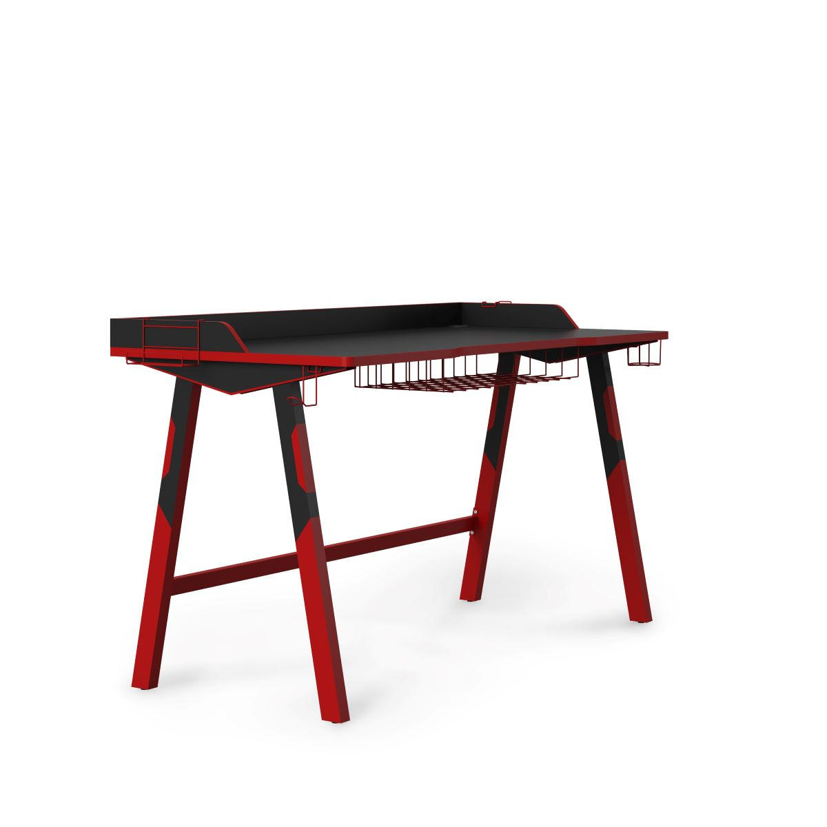 Mid.you Gamingtisch Fuego Rot, Schwarz 81x65x137 cm