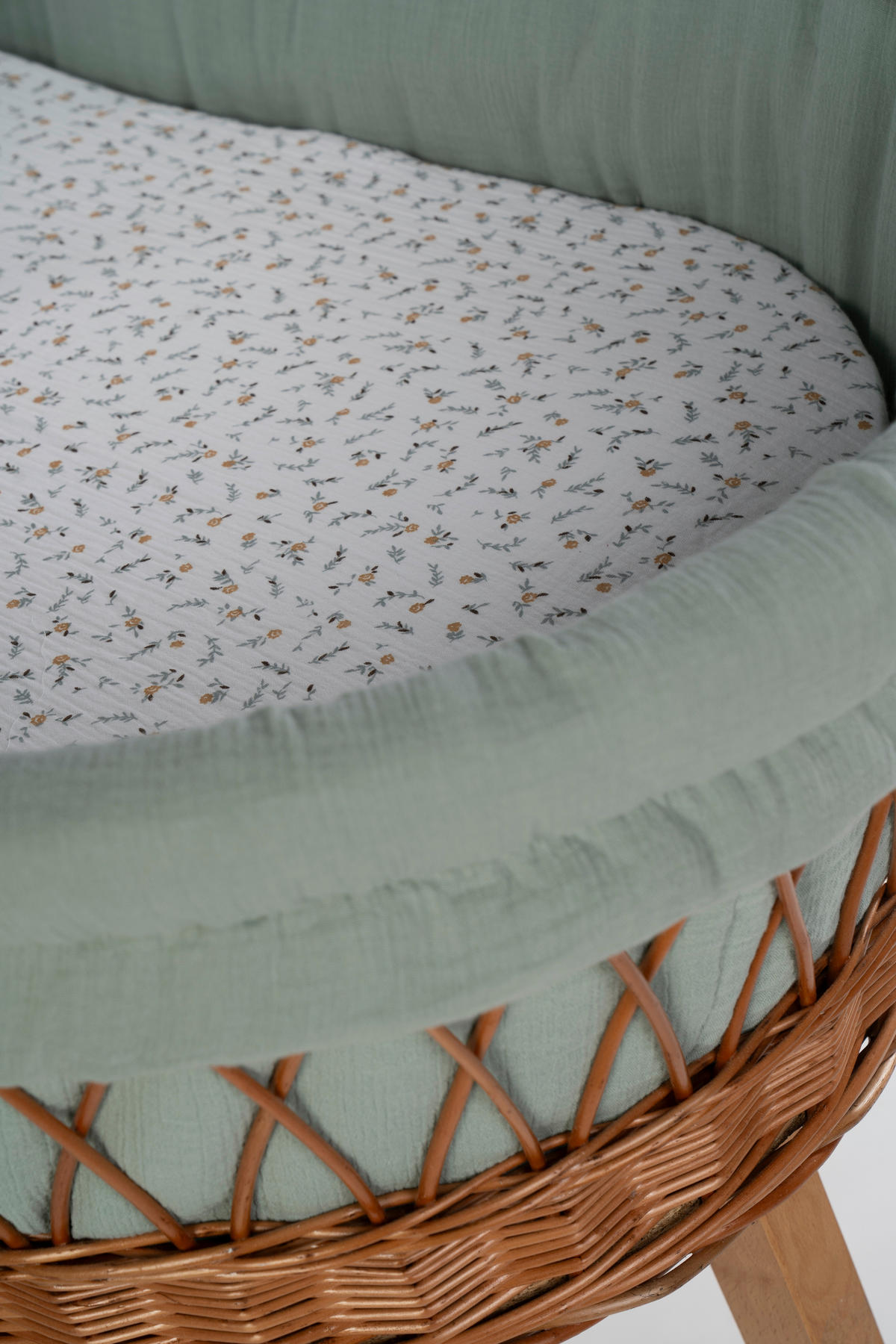 STUBENWAGEN-KOMPLETTSET Babybett Lounge natur   - Waldgrün/Buchefarben, Basics, Holz/Textil (60/167/100cm) - Mionido