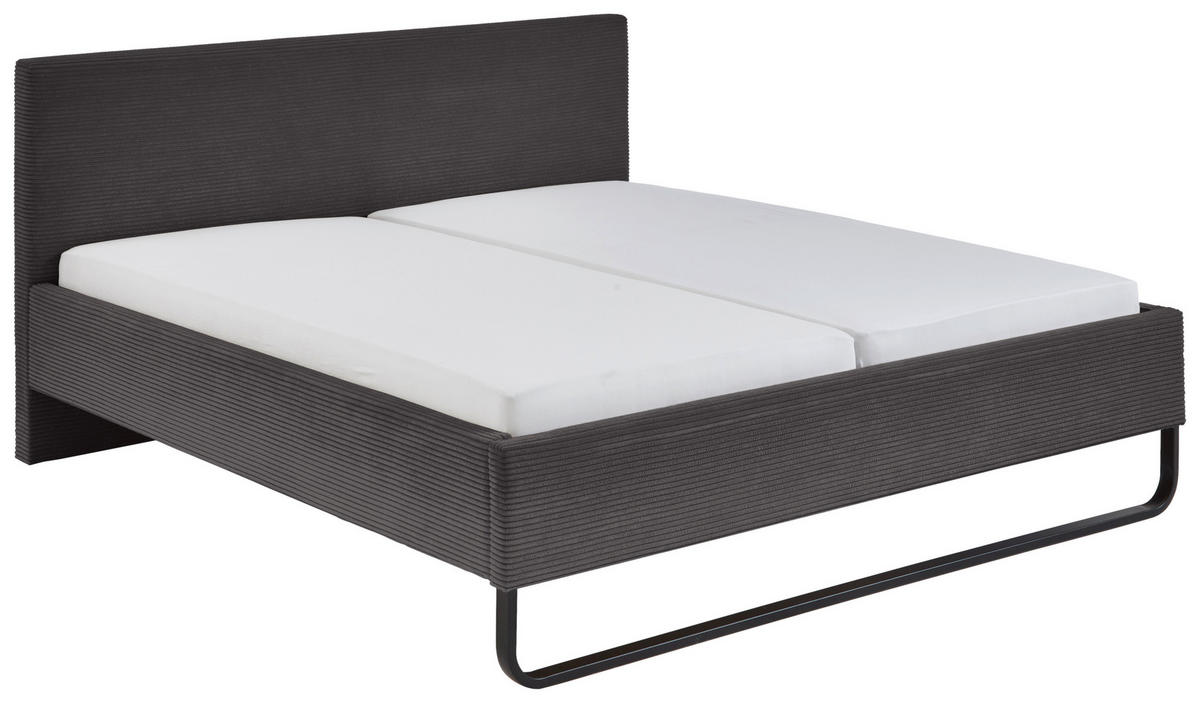 POLSTERBETT 180/200 cm, inkl.  in Grau  - Schwarz/Grau, Basics, Textil/Metall (180/200cm) - Boxxx