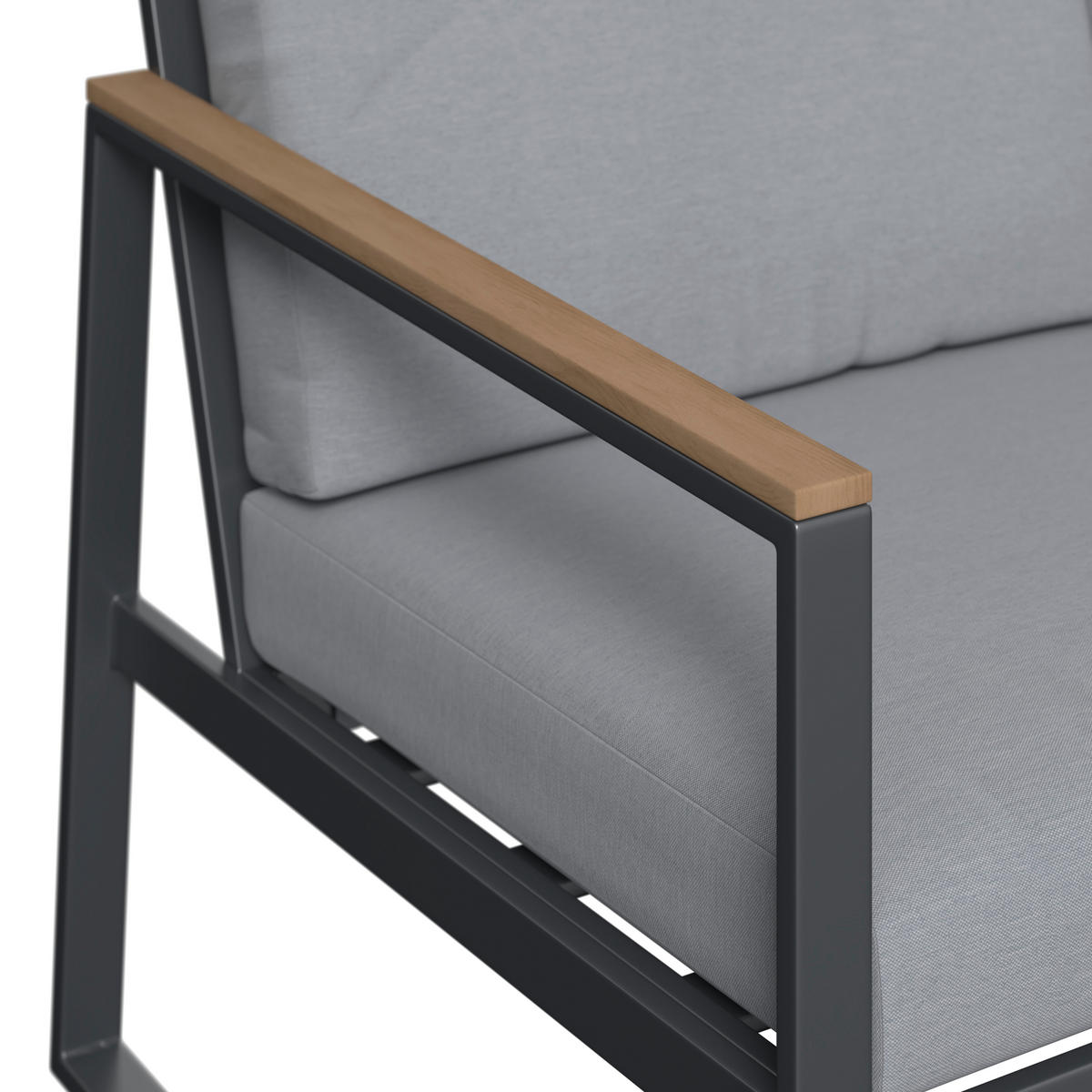 LOUNGEGARNITUR 4-teilig   120/81/80 cm Eisen  - Anthrazit/Naturfarben, Basics, Kunststoff/Textil (120/81/80cm) - Ambia Garden