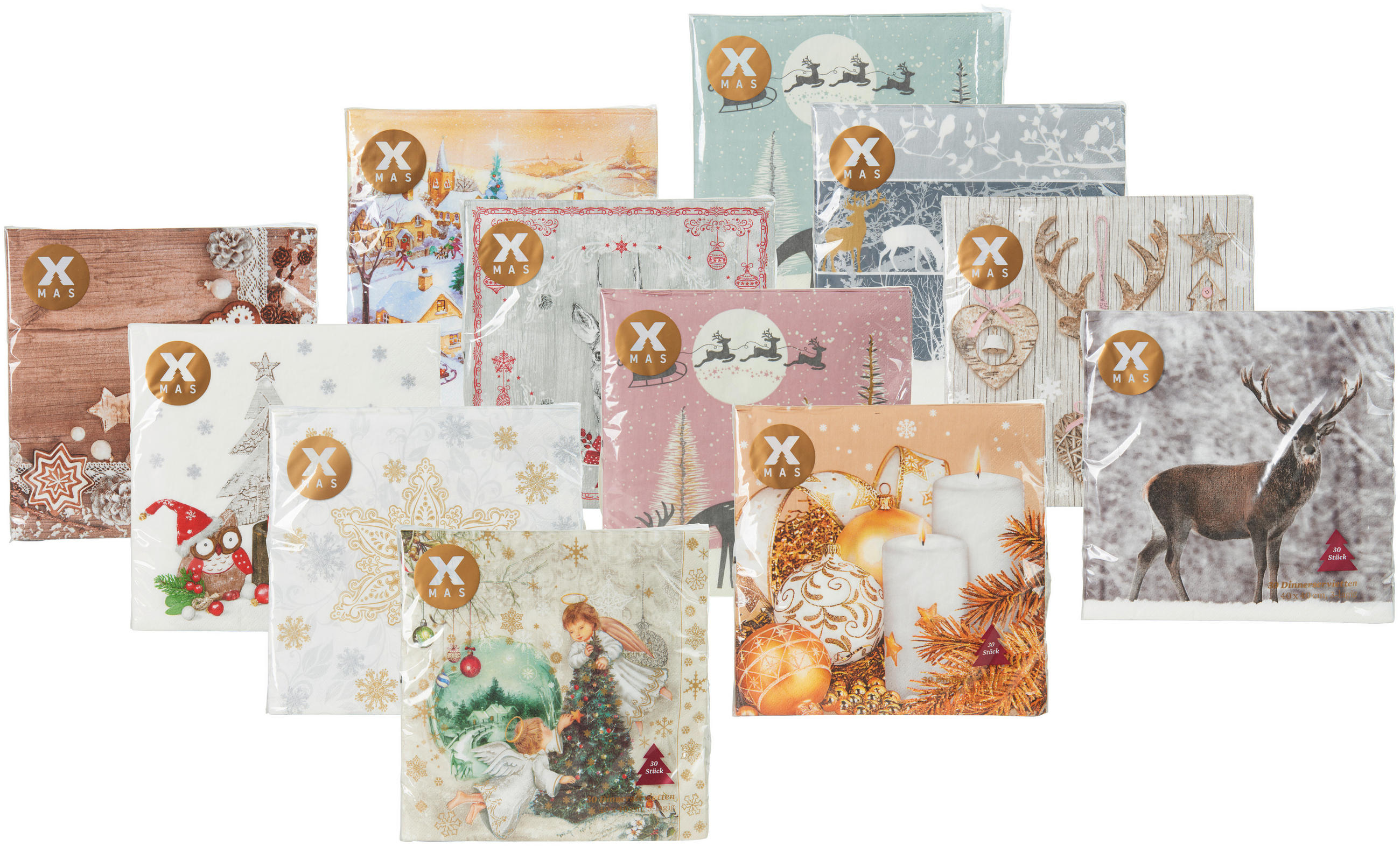 SERVIETA 40/40 cm večbarvno  - večbarvno, Trendi, papir (40/40cm) - X-Mas