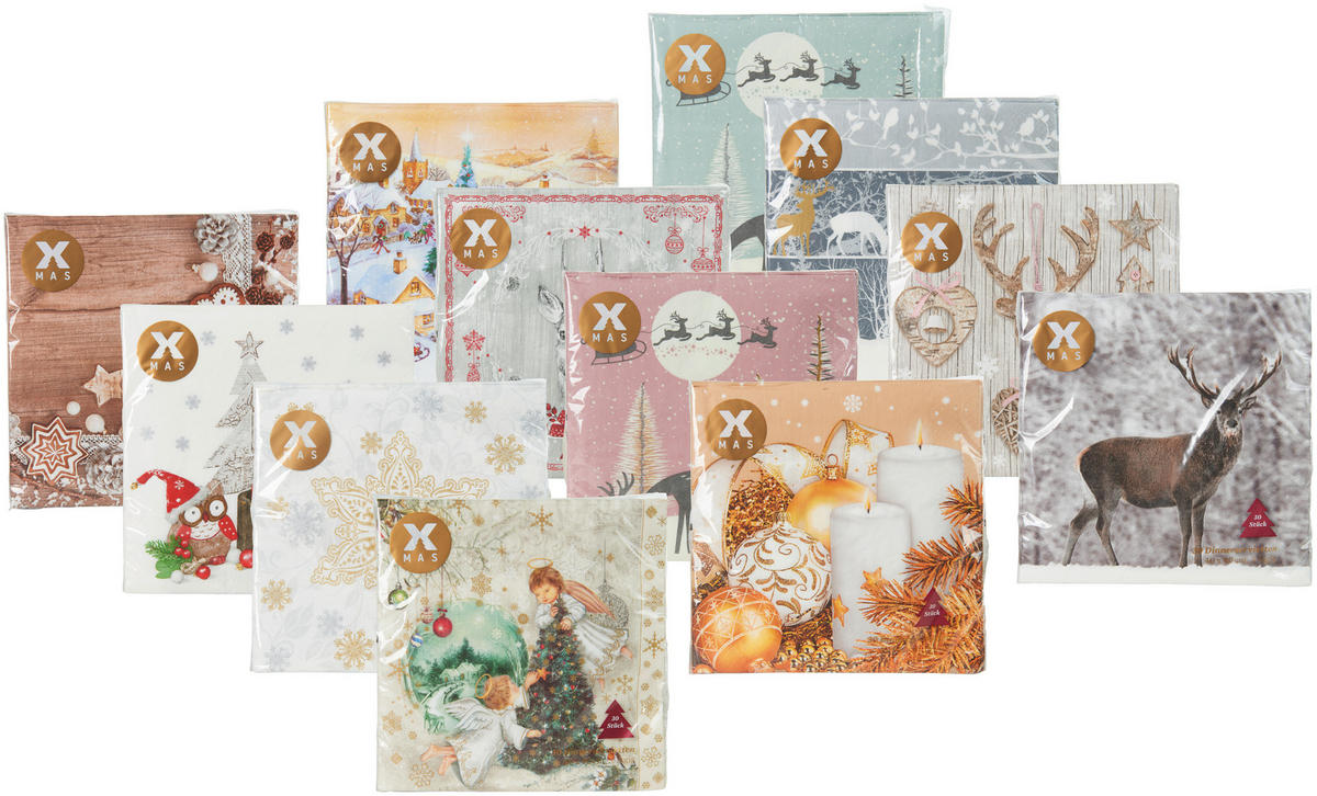 SADA UBROUSKŮ 30 ks - vícebarevná, Lifestyle, papír (40/40cm) - X-Mas