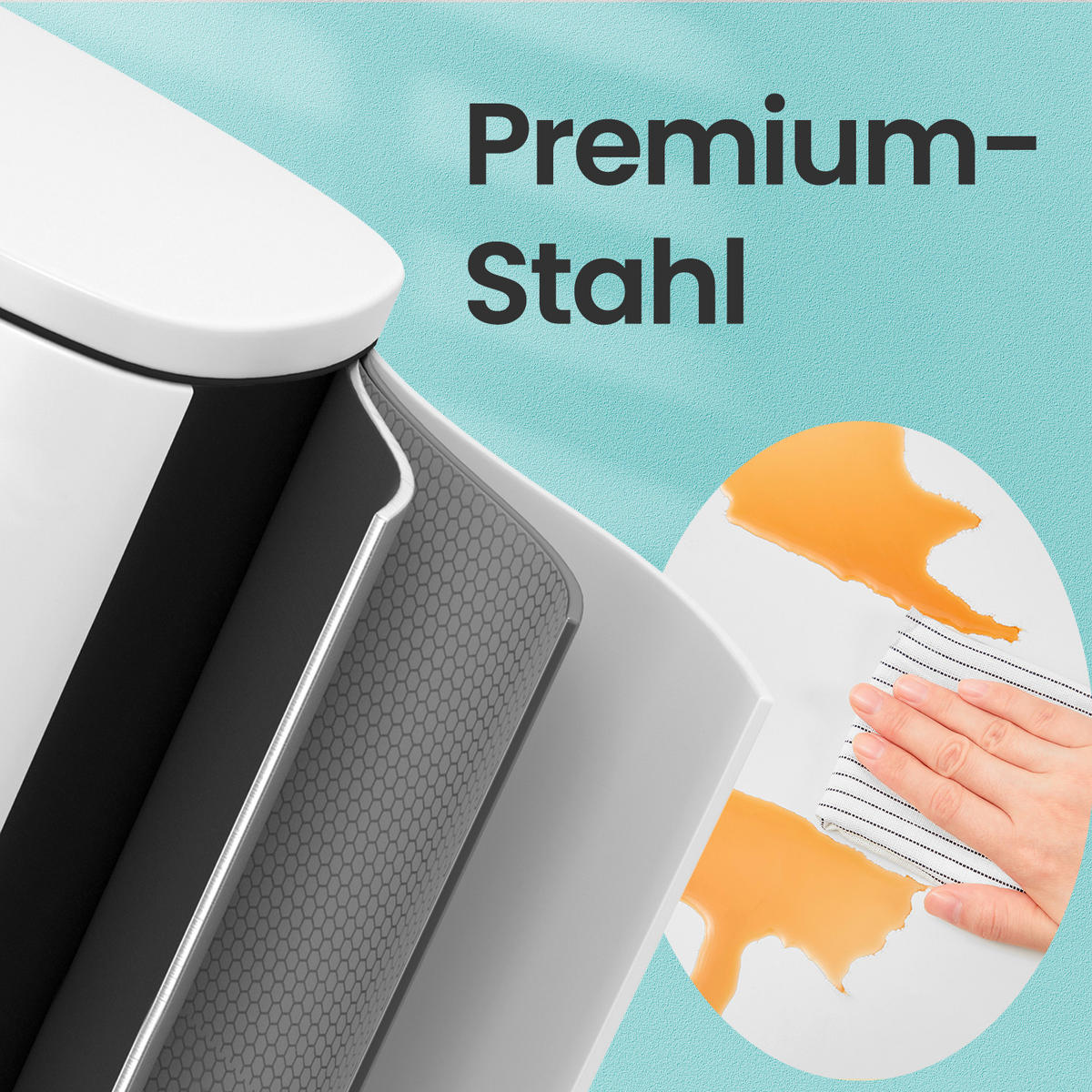 KÔŠ NA ODPADKY  50 l - čierna/biela, Basics, kov/plast (43,2/63,2/37cm)