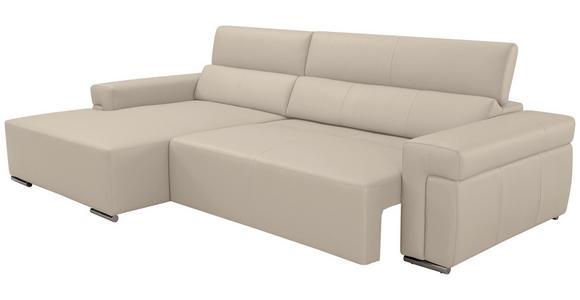 ECKSOFA DUA in Echtleder Beigebraun  170/293 cm  - Chromfarben/Beigebraun, Design, Leder/Metall (170/293cm) - Novel