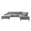 WOHNLANDSCHAFT Hellgrau Mikrofaser  - Hellgrau/Schwarz, MODERN, Textil/Metall (180/337/200cm) - Livetastic