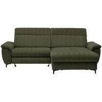 ECKSOFA in Chenille Dunkelgrün  - Dunkelgrün/Schwarz, Design, Textil/Metall (185/256cm) - Stylife