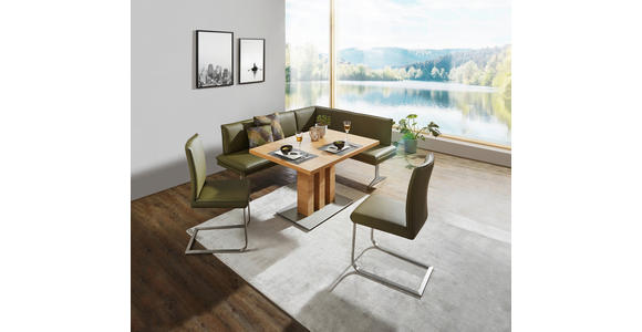 ECKBANK 158/205 cm in Grün, Edelstahlfarben - Edelstahlfarben/Grün, Design, Leder/Textil (158/205cm) - Moderano