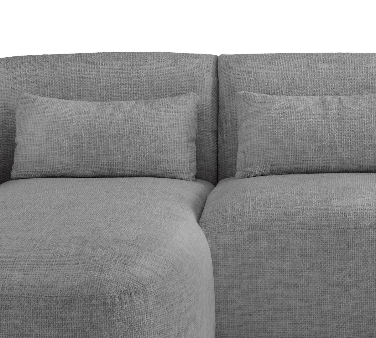 ECKSOFA in Struktur Silberfarben  - Silberfarben/Schwarz, Modern, Kunststoff/Textil (160/256cm) - Livetastic