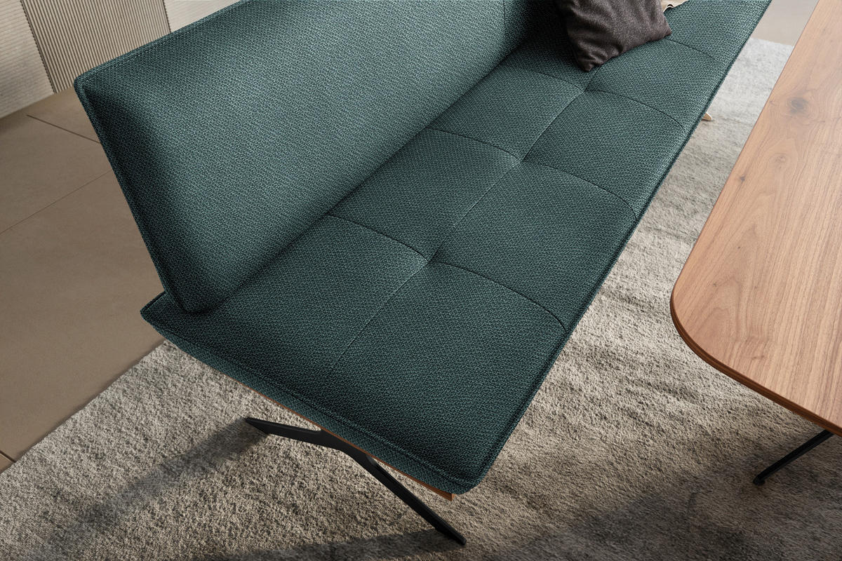 SITZBANK in Holz, Textil Schwarz, Nussbaumfarben, Petrol  - Nussbaumfarben/Petrol, Design, Holz/Textil (194/88/66cm) - Koinor