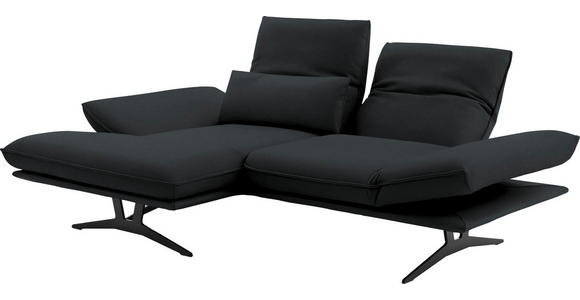 ECKSOFA in Echtleder Grau  - Gelb/Schwarz, Design, Leder/Metall (130/210cm) - Dieter Knoll