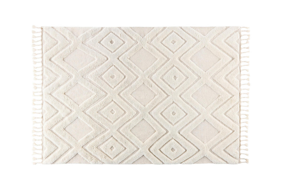 FLACHWEBETEPPICH 160/230 cm Weiß  - Weiß, LIFESTYLE, Textil (160/230cm) - P & B