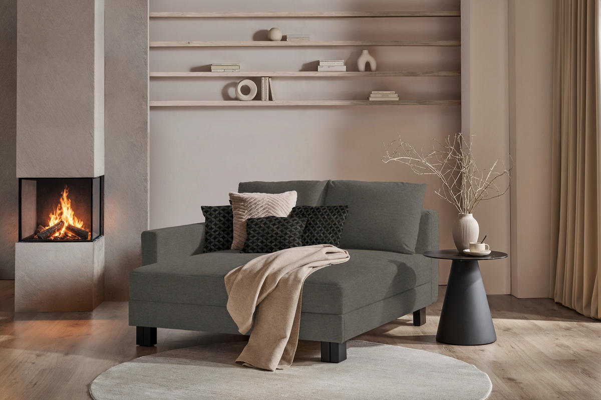 LIEGE  in Velours Hellgrau  - Eiche dunkel/Hellgrau, MODERN, Holz/Textil (137/72/155cm) - Joka