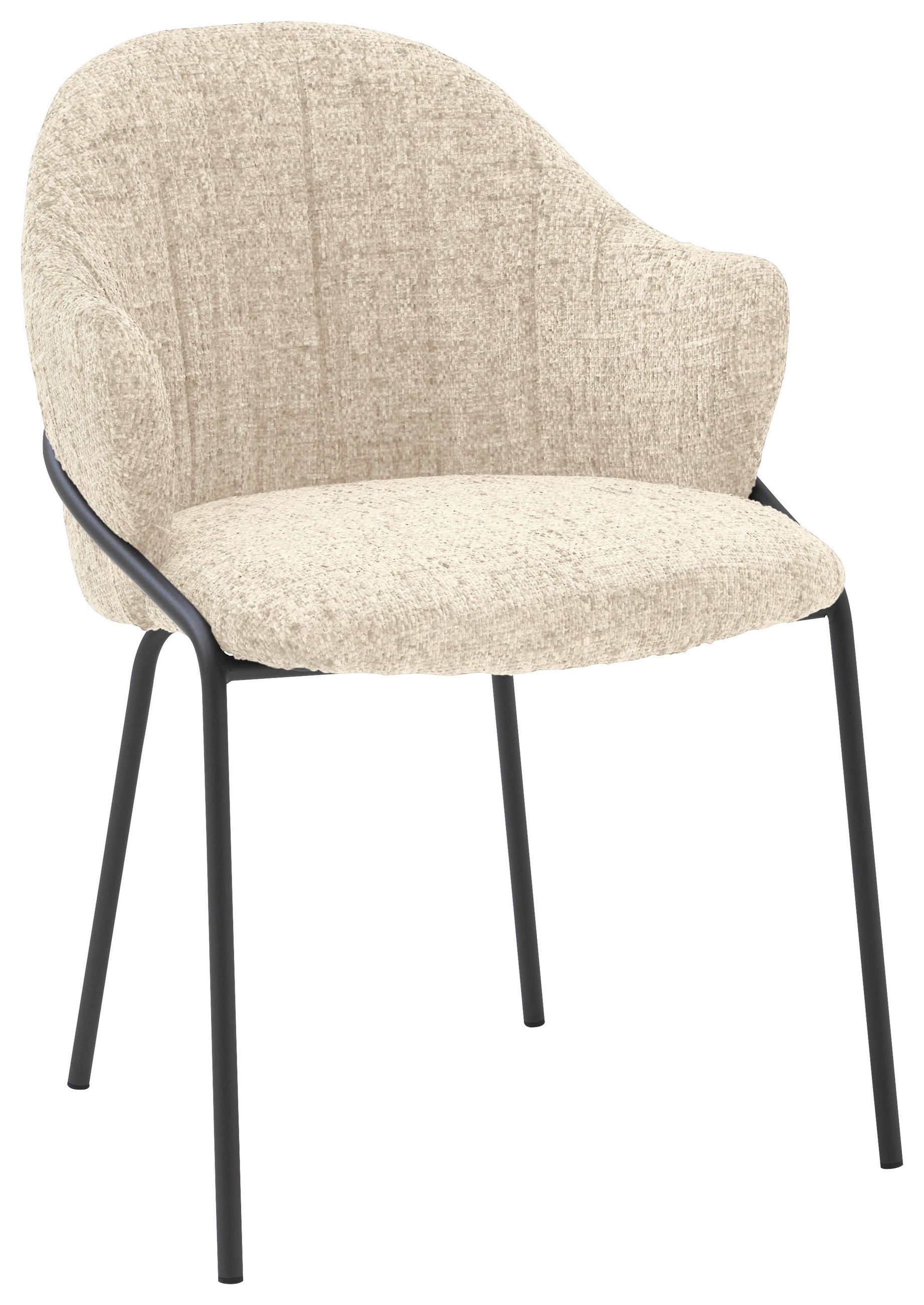 ARMLEHNSTUHL  in beflockt  - Anthrazit/Beige, Design, Textil/Metall (55/84/55cm) - Emilio Belluti