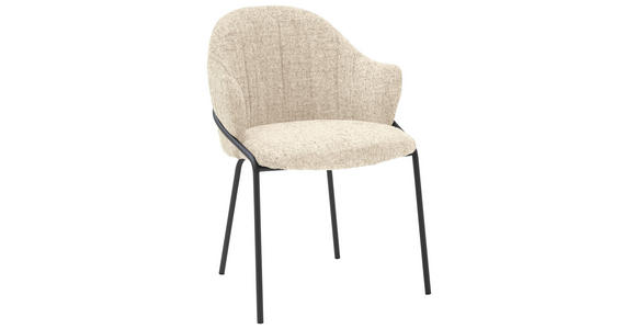 ARMLEHNSTUHL  in beflockt  - Anthrazit/Beige, Design, Textil/Metall (55/84/55cm) - Belluti