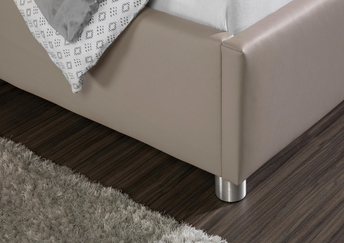 POLSTERBETT 180/200 cm,  in Taupe,  - Taupe/Alufarben, MODERN, Textil/Metall (180/200cm) - Livetastic