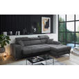 ECKSOFA Anthrazit Chenille Zierkissen, Bettkasten, Rücken echt, Kopfteilverstellung, Sitztiefenverstellung  - Anthrazit/Schwarz, KONVENTIONELL, Kunststoff/Textil (268/172cm) - Carryhome
